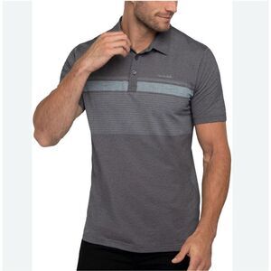 Travis Mathew Endless Horizon Stripe Golf Polo Shirt Gray Men’s Medium